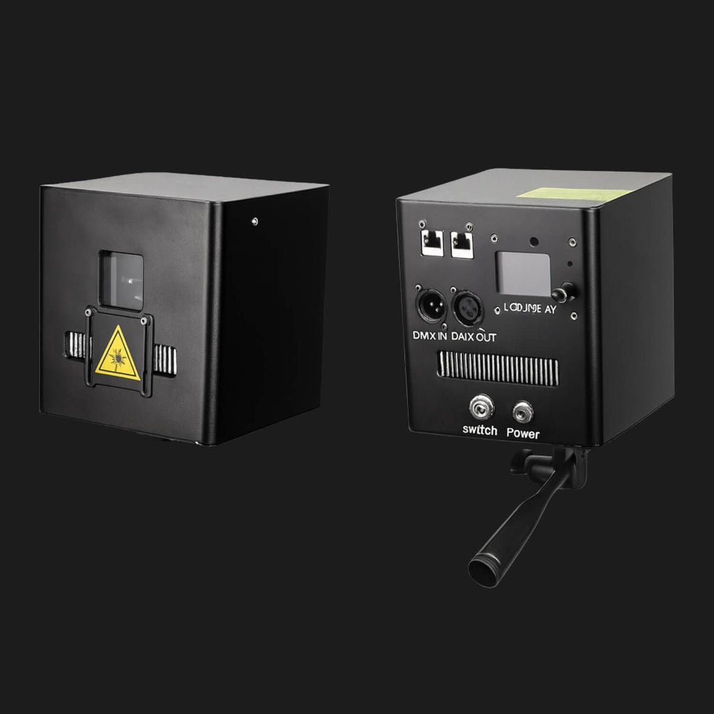 Projecteur laser RGB A8 de StarshineLasers avec application Bluetooth pour DJ, soirées, événements, projecteur DMX et batterie 6800mAh.