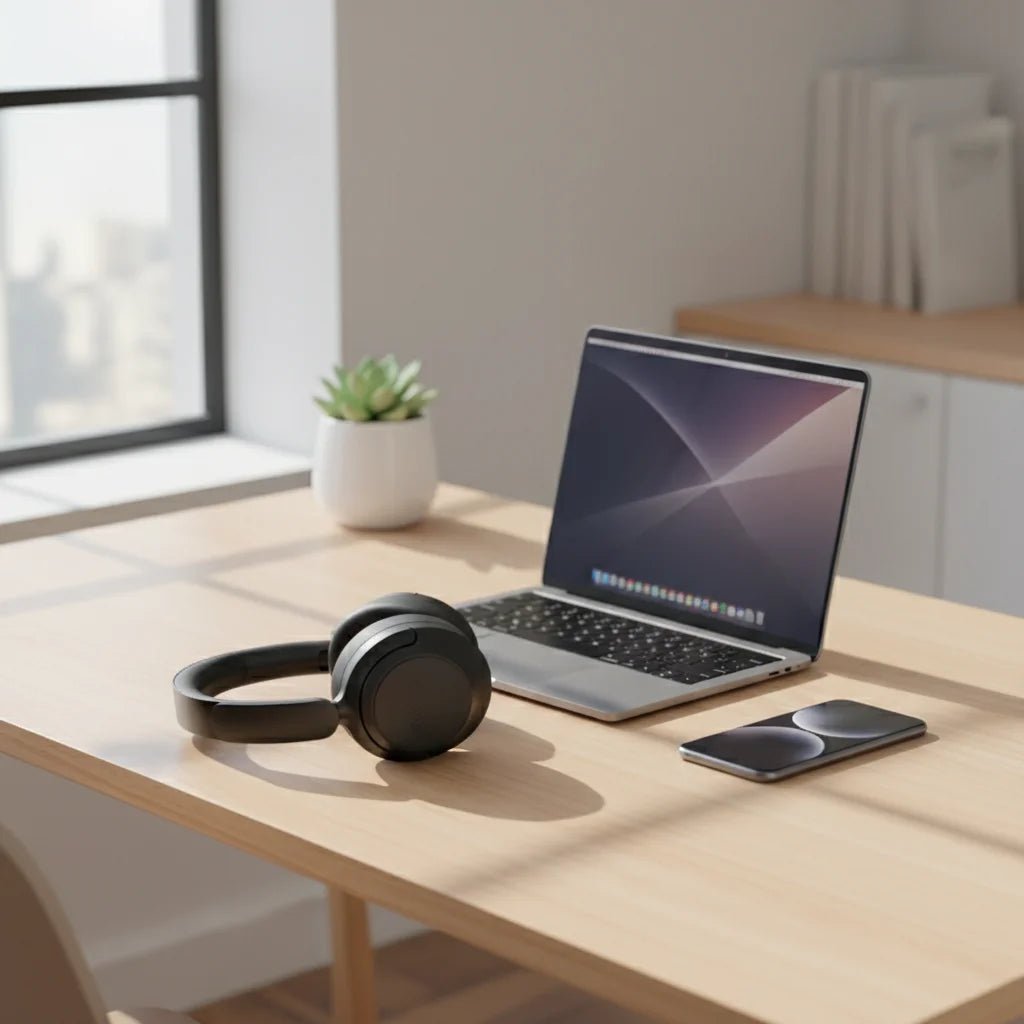 Casque audio QCY H3S de test-high tech, écouteurs sans fil avec design élégant et qualité sonore claire.