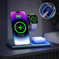 Station de charge 3-en-1 Harmony Threads pour smartphones, montres et écouteurs, design élégant et pratique.