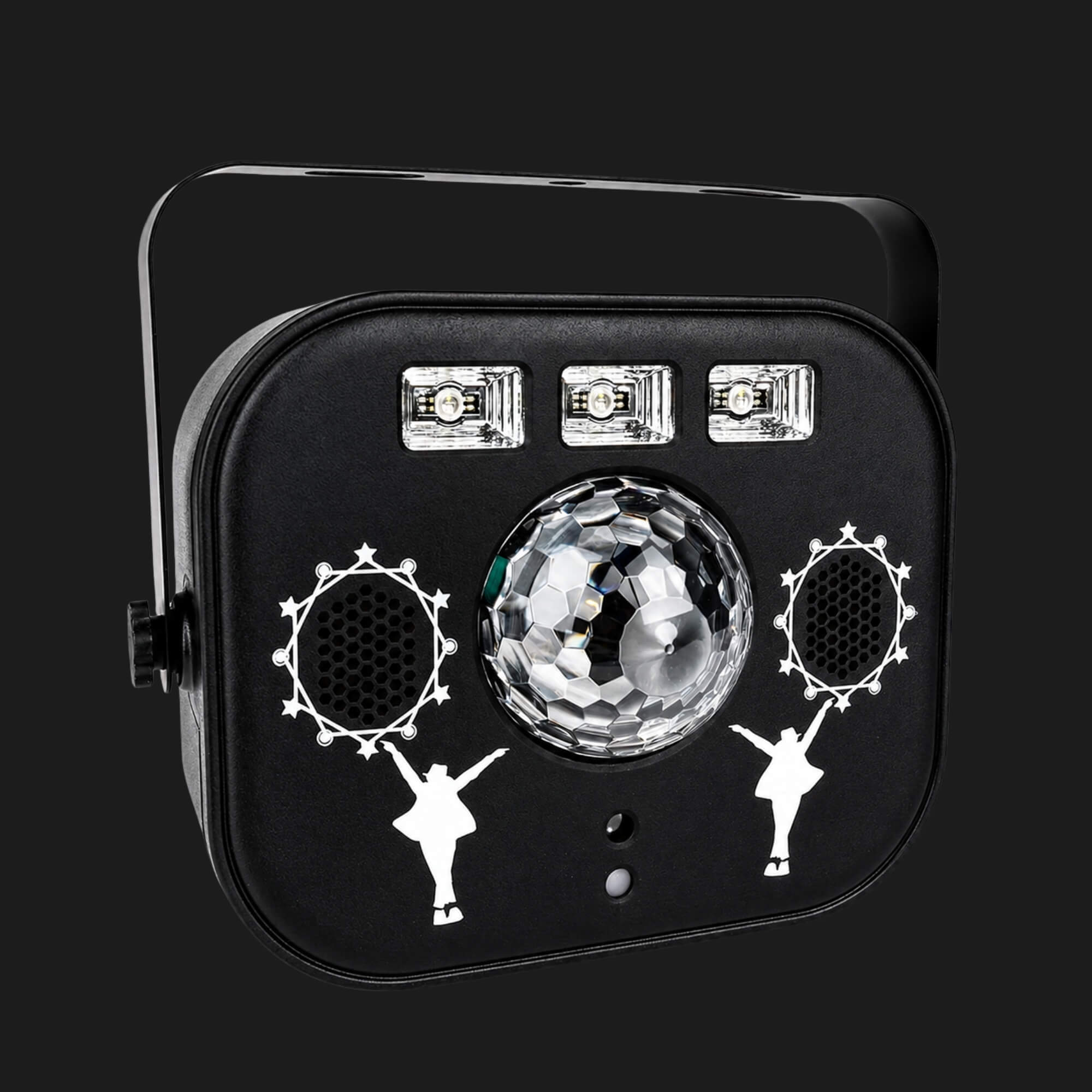 Lumière laser DJ X22 5-en-1 StarshineLasers avec enceinte Bluetooth, strobe, UV, laser et lumière disco pour fêtes et animations.