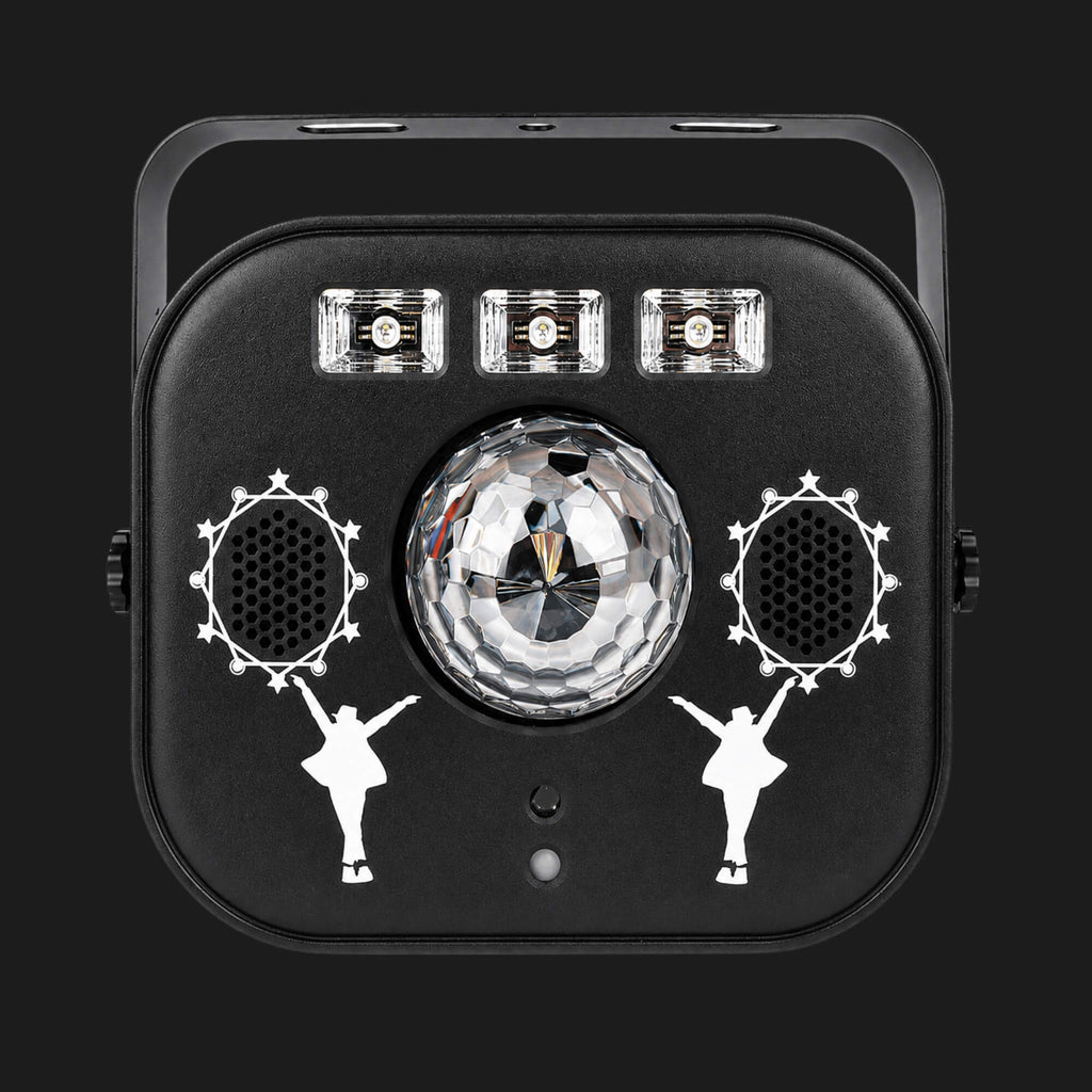 Projecteur laser DJ X22 5-en-1 StarshineLasers avec enceinte Bluetooth, lumière UV, stroboscope et effets disco pour fêtes.