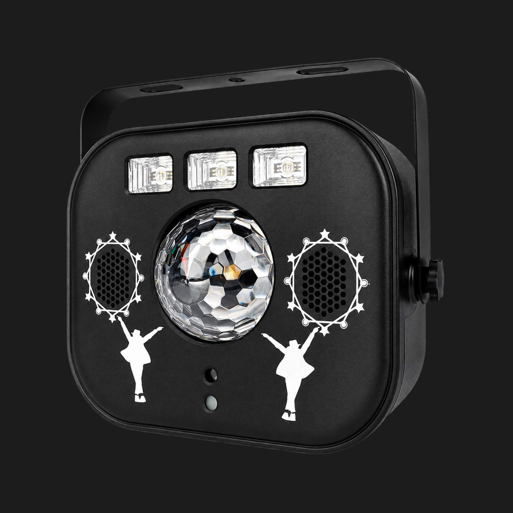 Lumière laser DJ StarshineLasers X22 5-en-1 60W avec enceinte Bluetooth pour fêtes, effets disco, UV, stroboscope et laser.